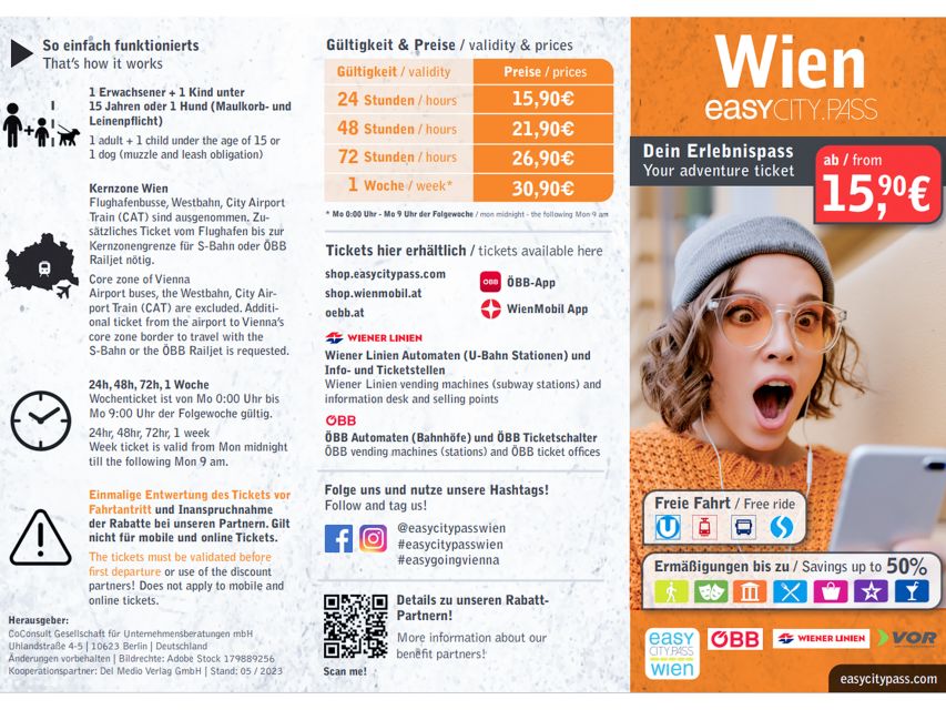 Vienna: EasyCityPass | City Card | Bus Metro Tram | Savings - Price and value: is $21 worth it for you?